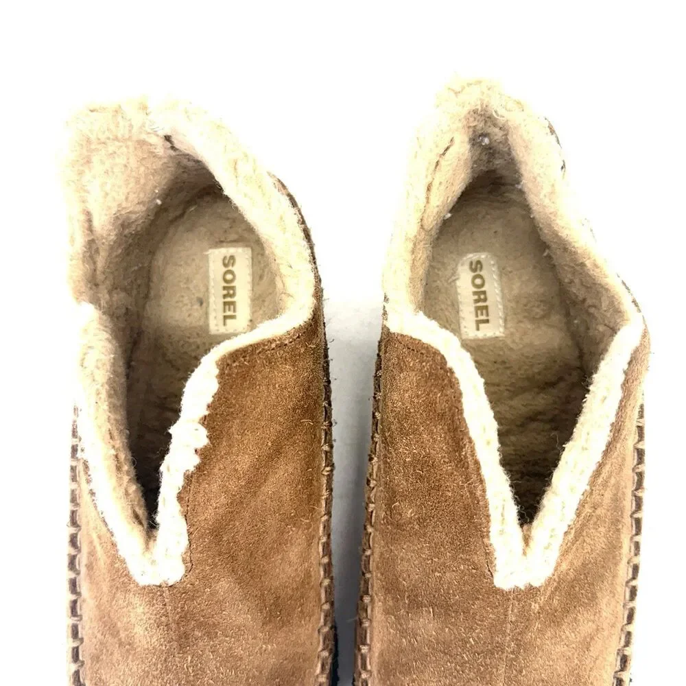 Sorel Manawan Brown Leather Slip On Moccasin Slipper NM1466-251 Mens Size 9